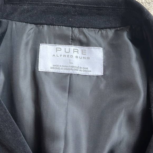 Woman's Velvet Blazer Alfred Sung Pure Black Large - Picture 3 of 4